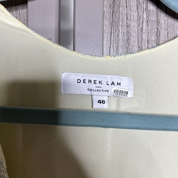 Derek Lam Jumpsuit Deep V Neckline Sleeveless Yellow Floral Print Wide Leg Sz 48 - Picture 4 of 15